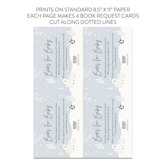 Snowy Winter Wonderland Baby Shower Book Request Cards