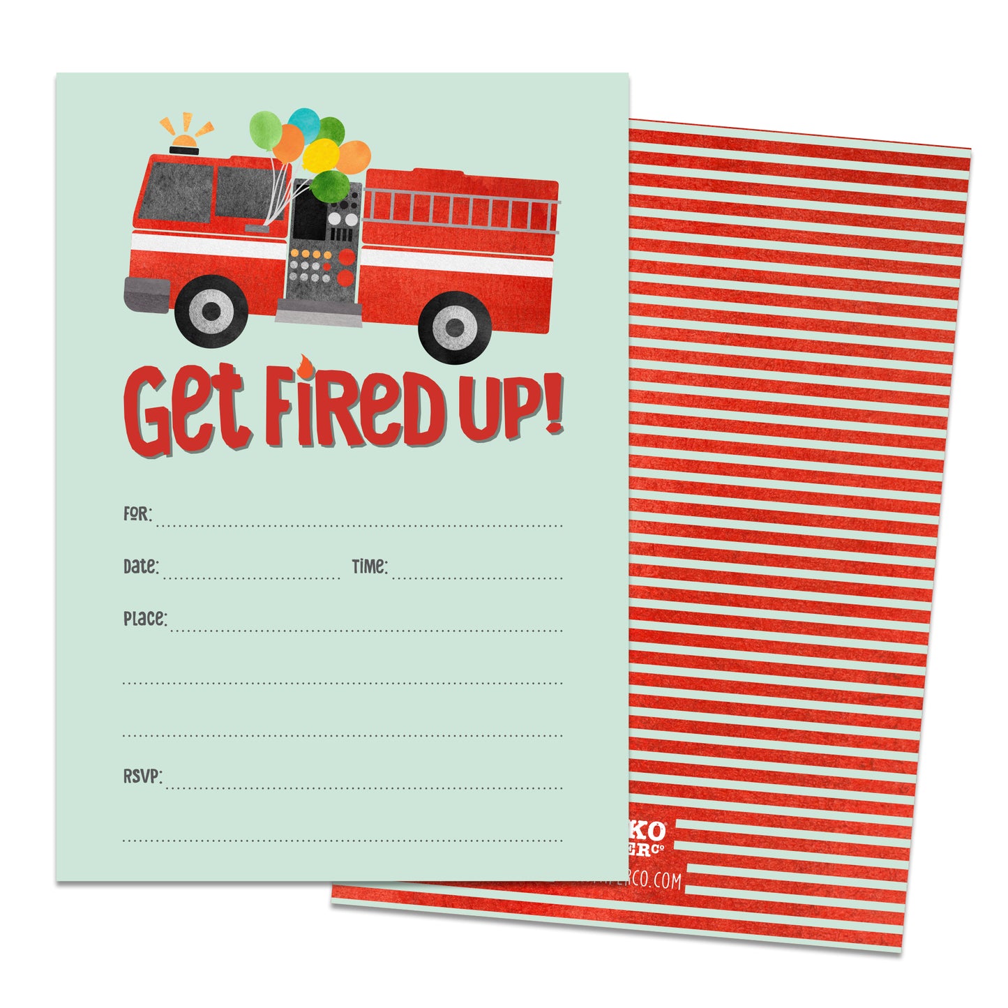 Get Fired Up! Fire Truck Party Invitations