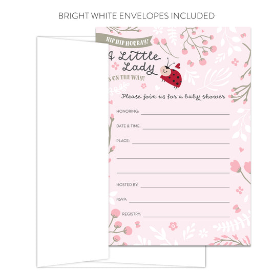 Little Lady on the Way Ladybug Baby Shower Invitations