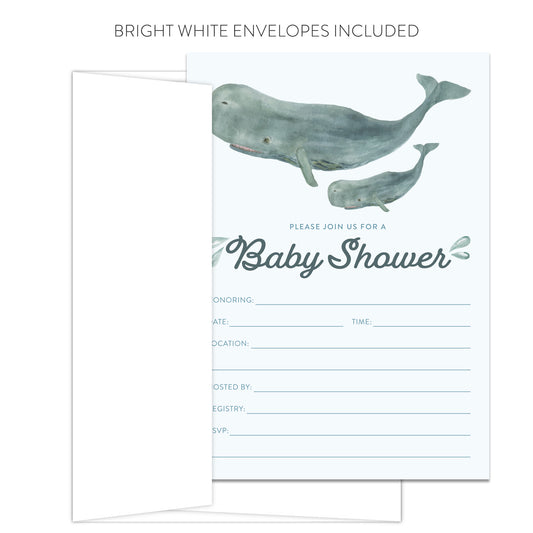 Whale Baby Shower Invitations