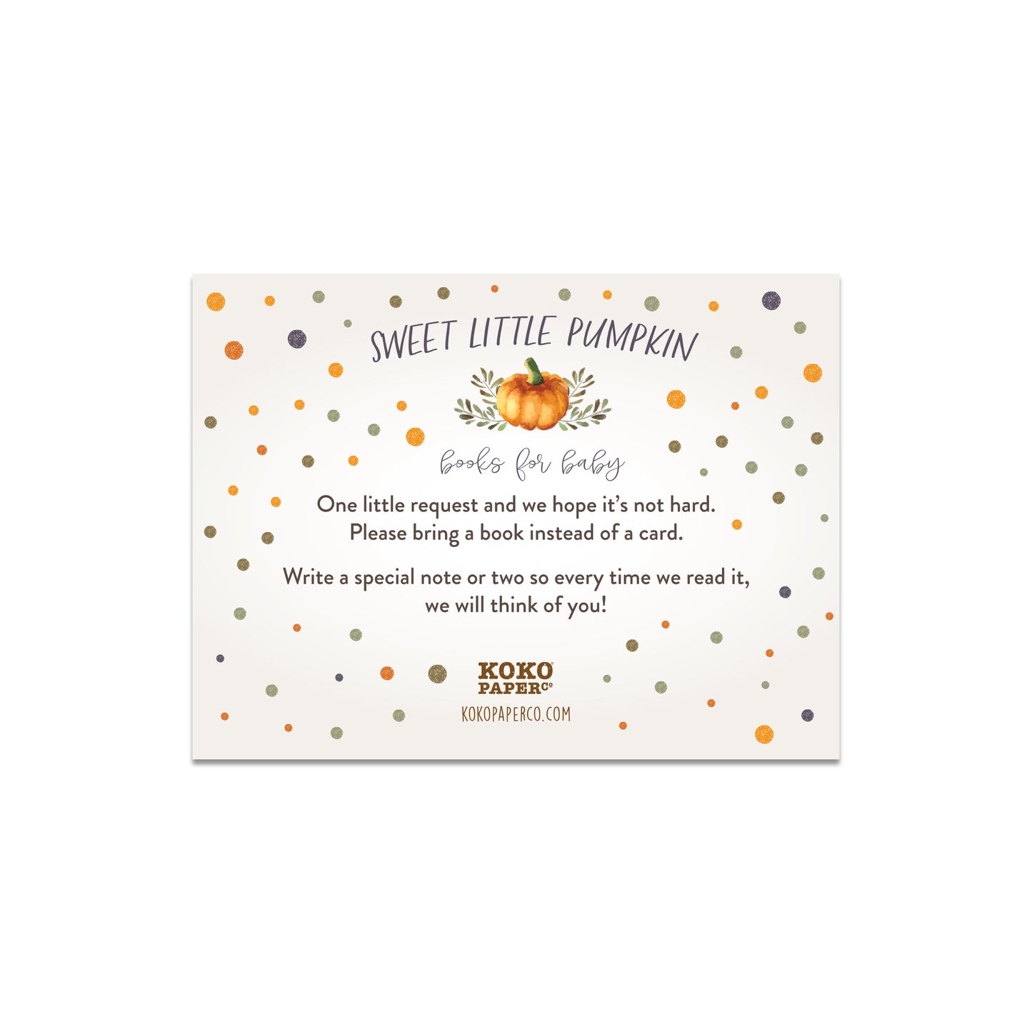 Sweet Little Pumpkin Baby Shower Book Request Card