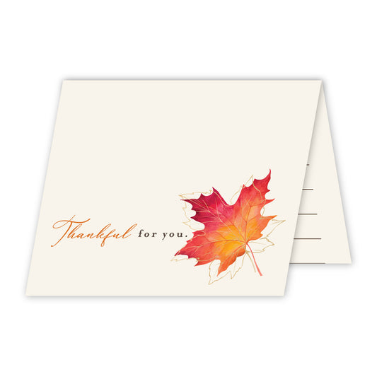 Thanksgiving Table Place Cards and Gratitude Cards | "Thankful for You" Maple Leaf Design | Made in the USA