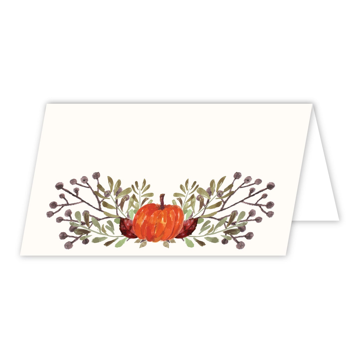 Thanksgiving Table Place Cards with Pumpkin and Fall Leaves | Tent Style Name Cards for Thanksgiving Dinner Setting | Made in the USA