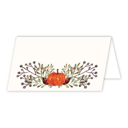 Thanksgiving Table Place Cards with Pumpkin and Fall Leaves | Tent Style Name Cards for Thanksgiving Dinner Setting | Made in the USA
