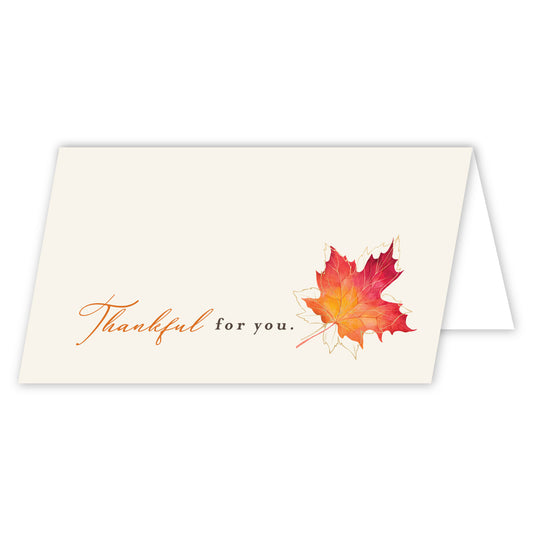 Thanksgiving Place Cards "Thankful for You" with Maple Leaf | Tent Style Table Name Cards | Made in the USA