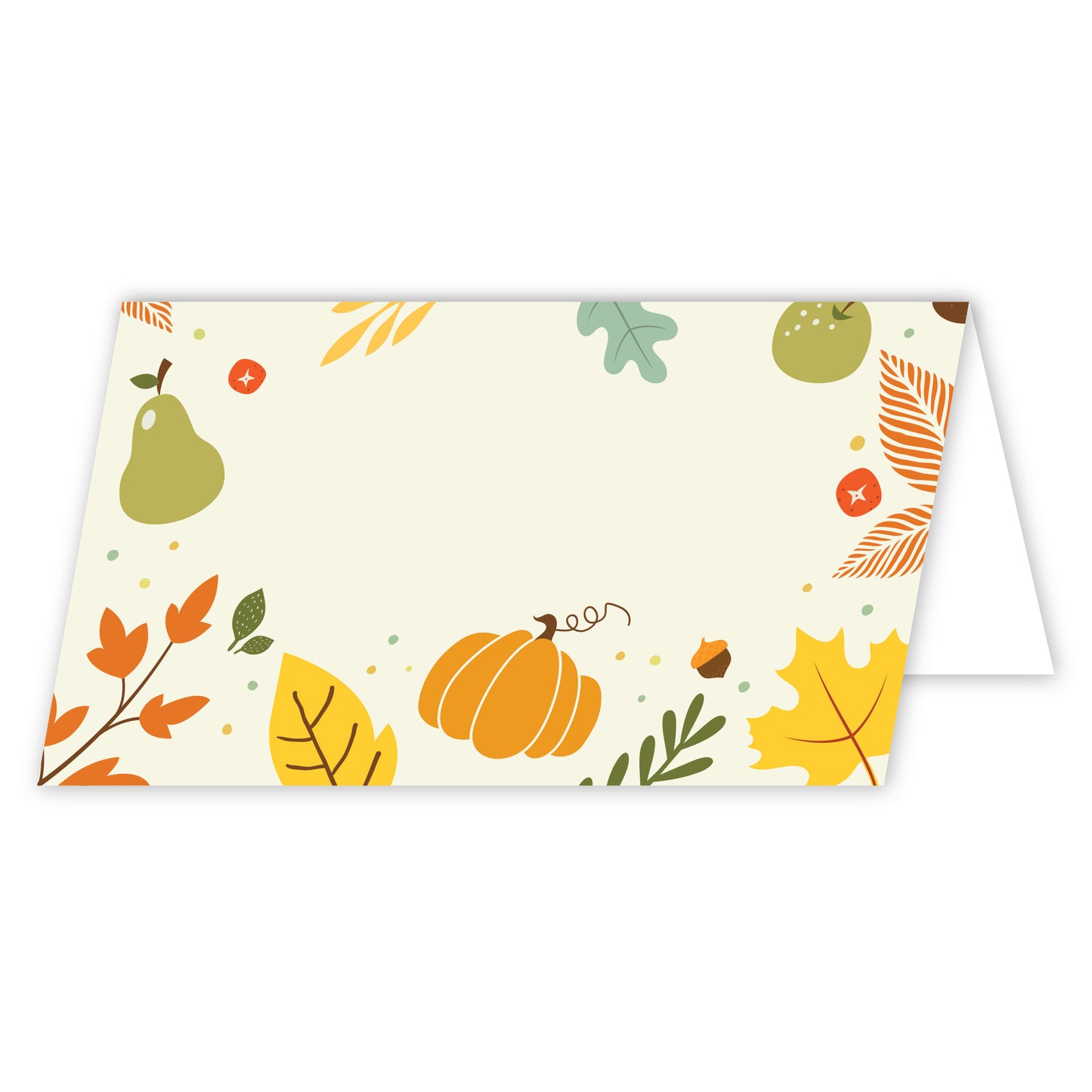 Thanksgiving Place Cards with Pumpkin and Fall Leaves | Modern Autumn Design | made in the USA