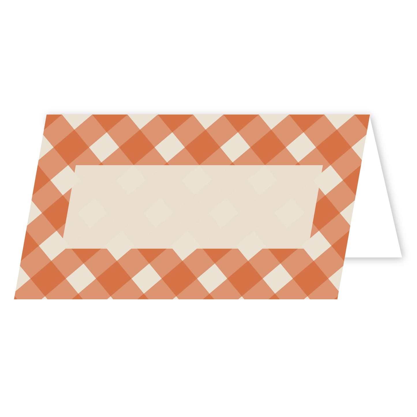Thanksgiving Table Place Cards with Orange Gingham Border | Rustic Farmhouse Fall Design | Made in the USA