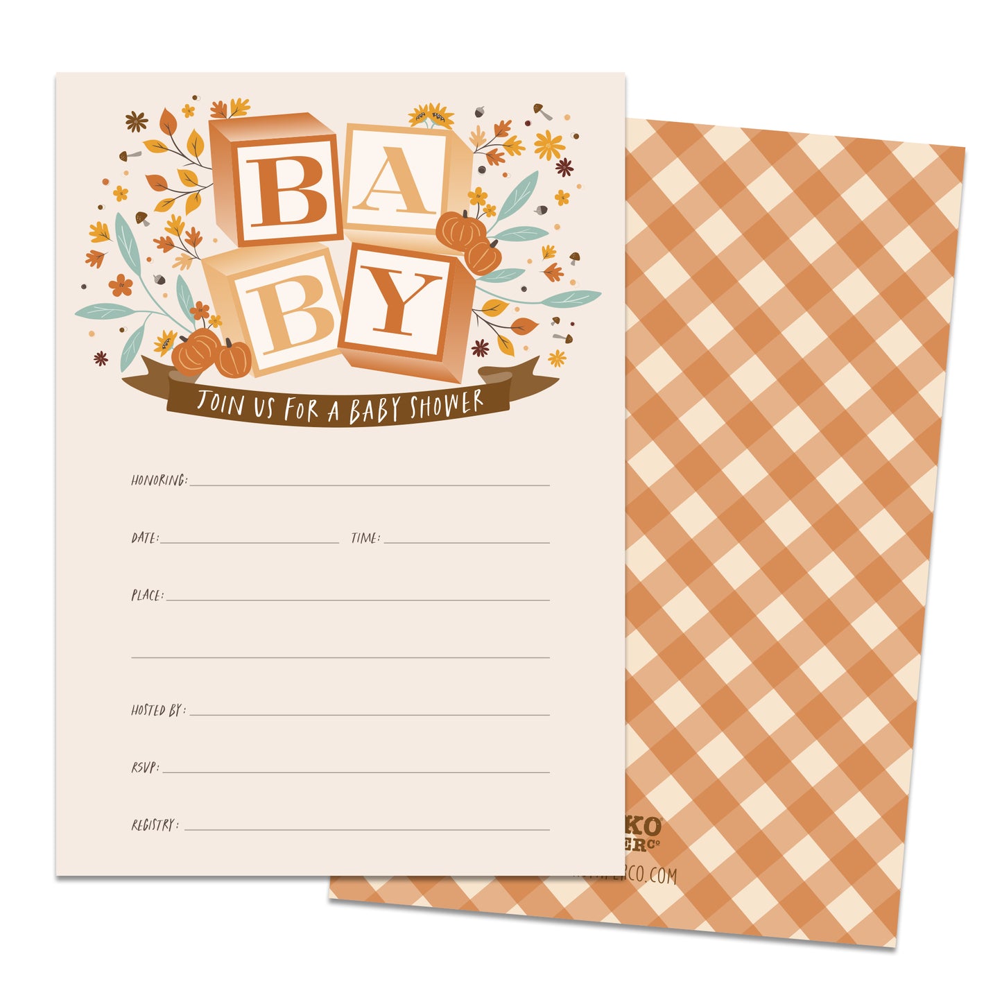 Harvest Baby Blocks Fall Baby Shower Invitations