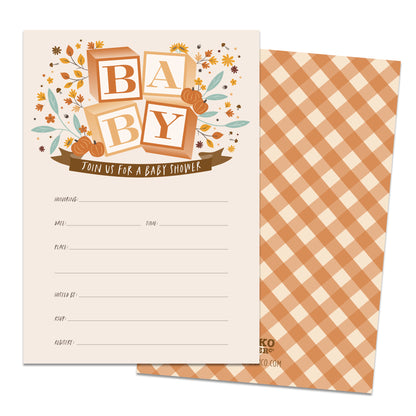 Harvest Baby Blocks Fall Baby Shower Invitations