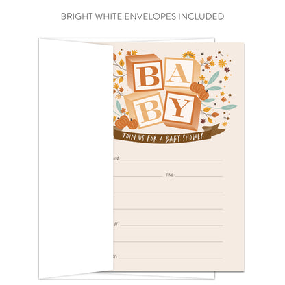 Harvest Baby Blocks Fall Baby Shower Invitations
