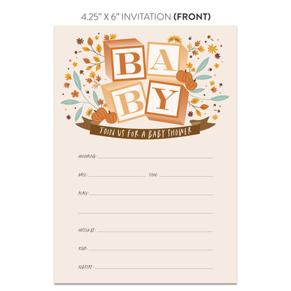 Harvest Baby Blocks Fall Baby Shower Invitations