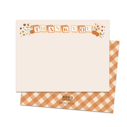 Harvest Baby Blocks Thank You Cards (Flat)