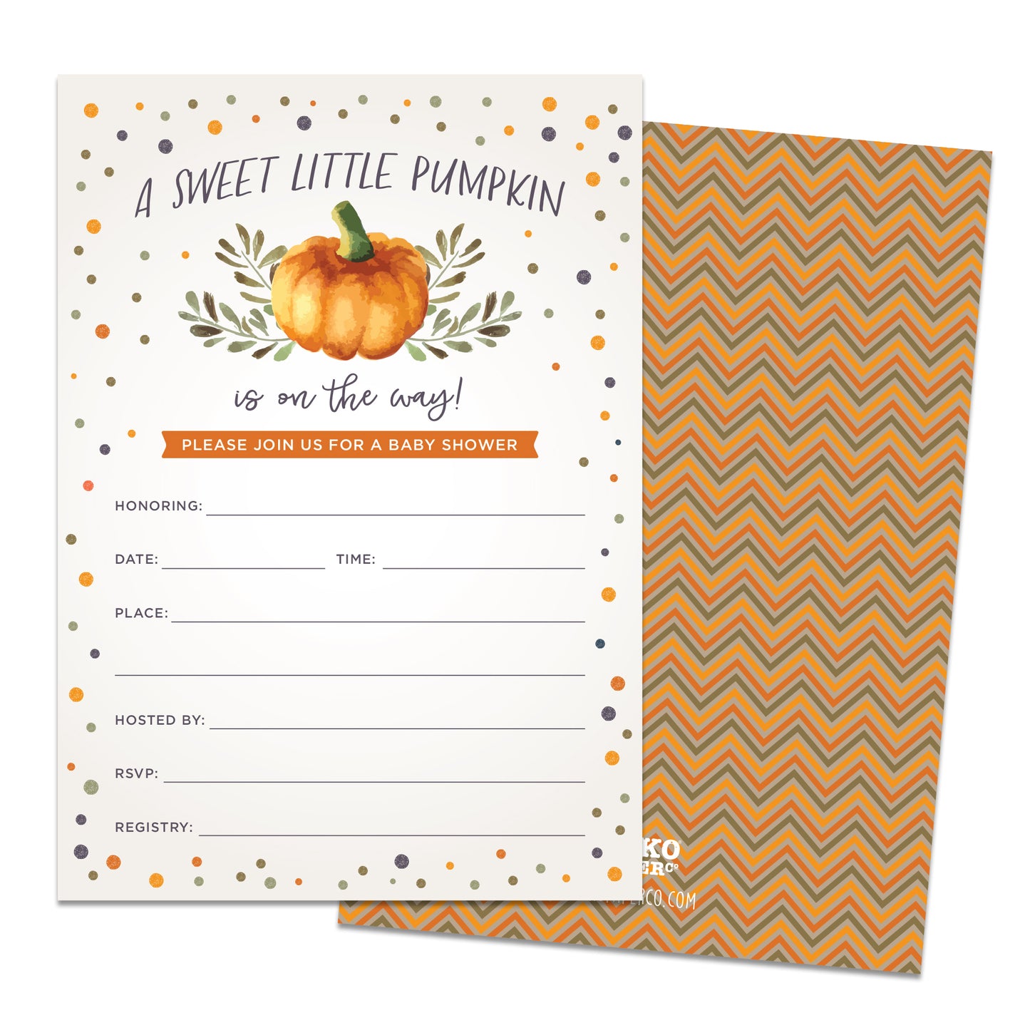 Sweet Little Pumpkin on the Way Baby Shower Invitations