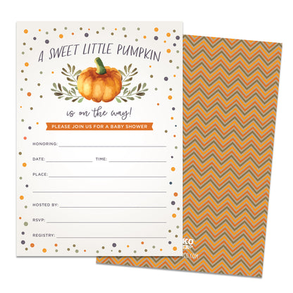 Sweet Little Pumpkin on the Way Baby Shower Invitations
