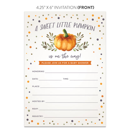 Sweet Little Pumpkin on the Way Baby Shower Invitations