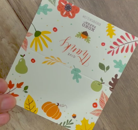 Thanksgiving Place Cards with Pumpkin and Fall Leaves | Modern Autumn Design | made in the USA