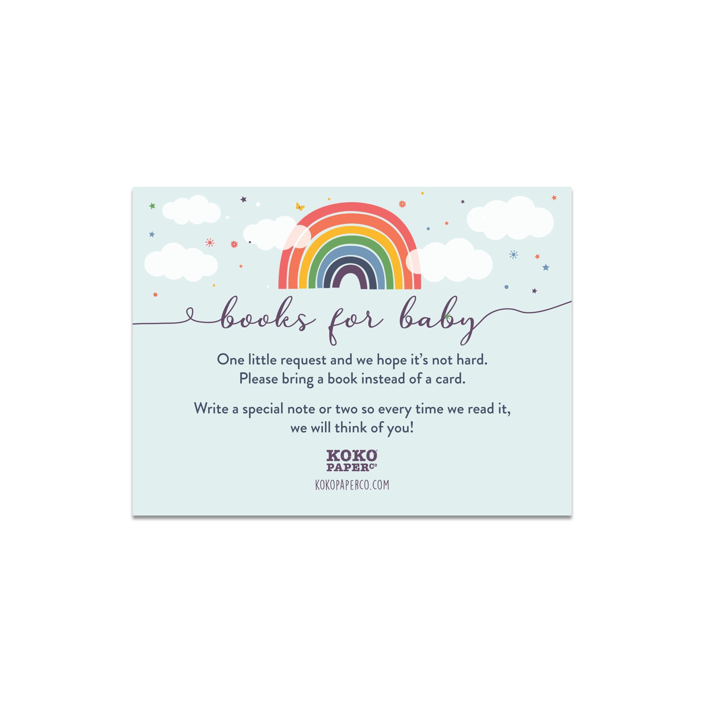 Rainbow Baby Shower Baby Book Request Card
