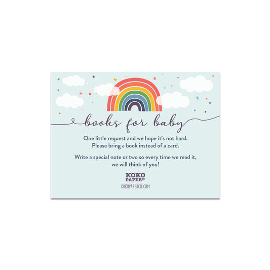 Rainbow Baby Shower Baby Book Request Card