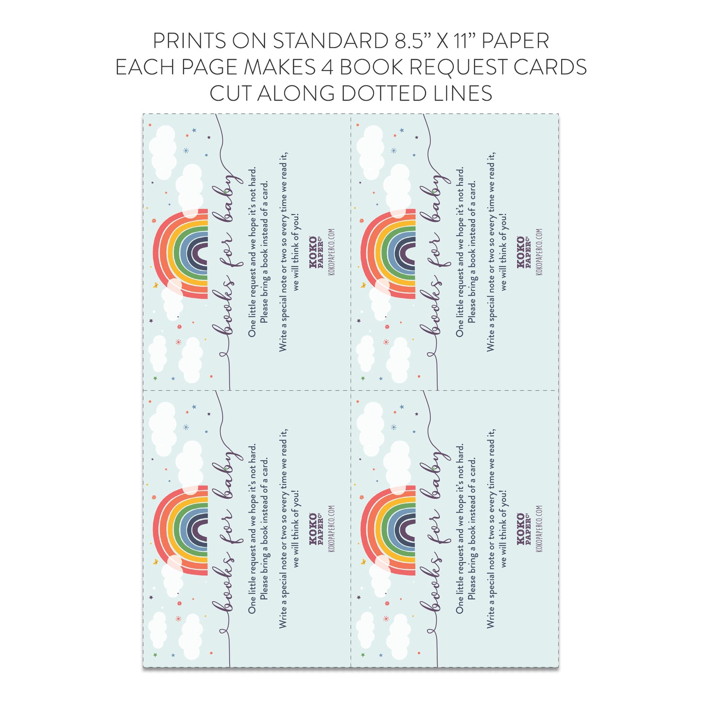 Rainbow Baby Shower Baby Book Request Card