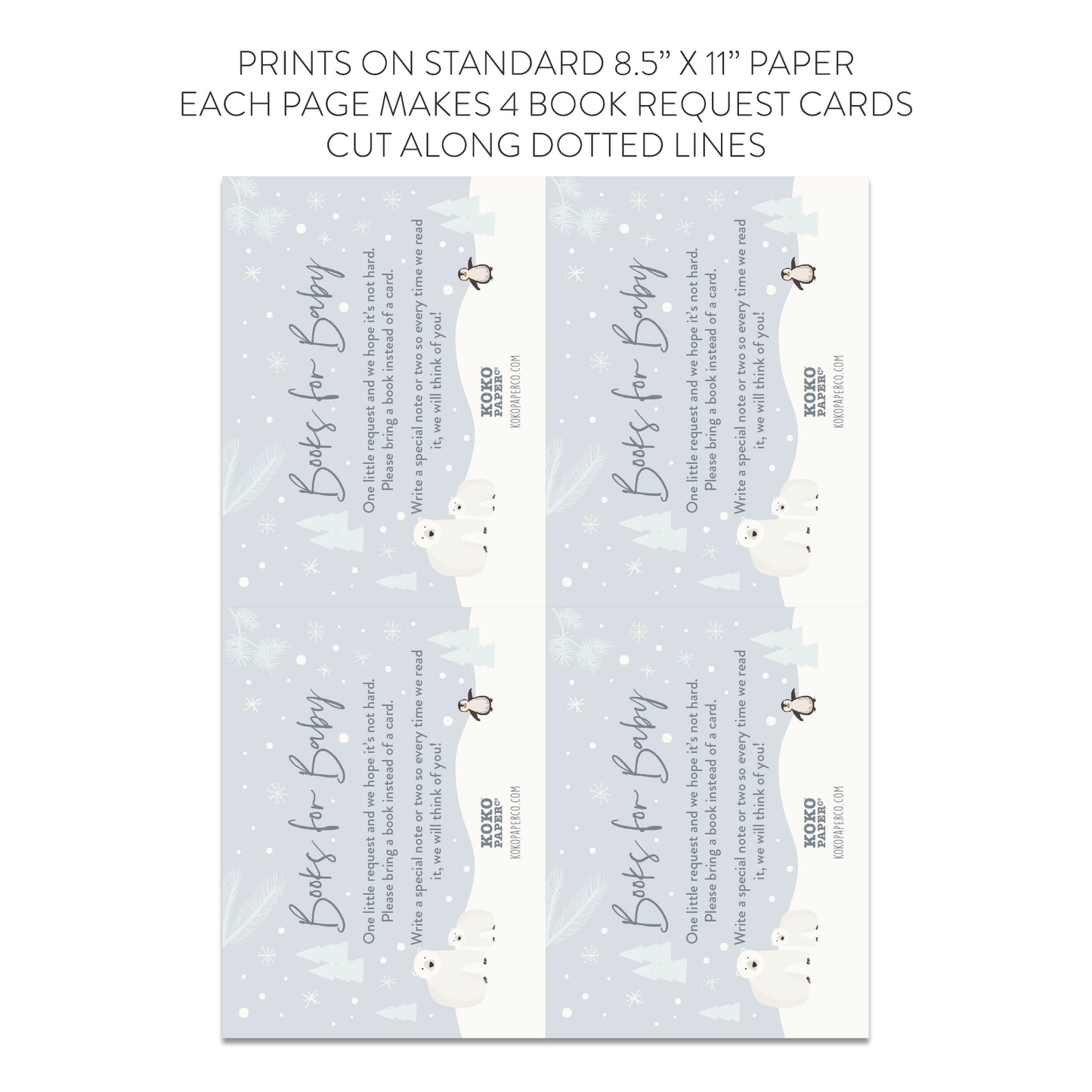 Snowy Winter Wonderland Baby Shower Book Request Cards