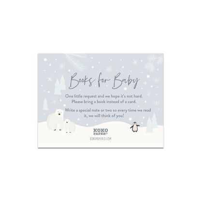 Snowy Winter Wonderland Baby Shower Book Request Cards