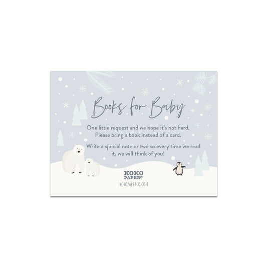 Snowy Winter Wonderland Baby Shower Book Request Cards