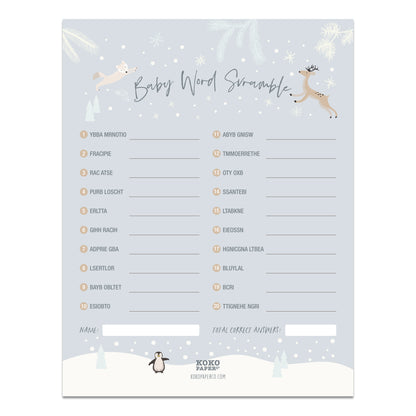 Snowy Winter Wonderland Baby Word Scramble Game