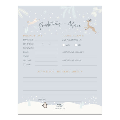 Snowy Winter Wonderland Baby Shower Predictions +Advice