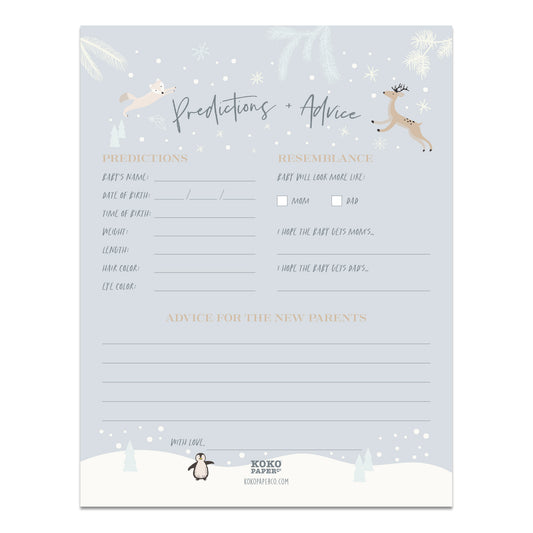 Snowy Winter Wonderland Baby Shower Predictions +Advice