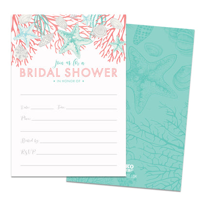 Beach Bridal Shower Invitations