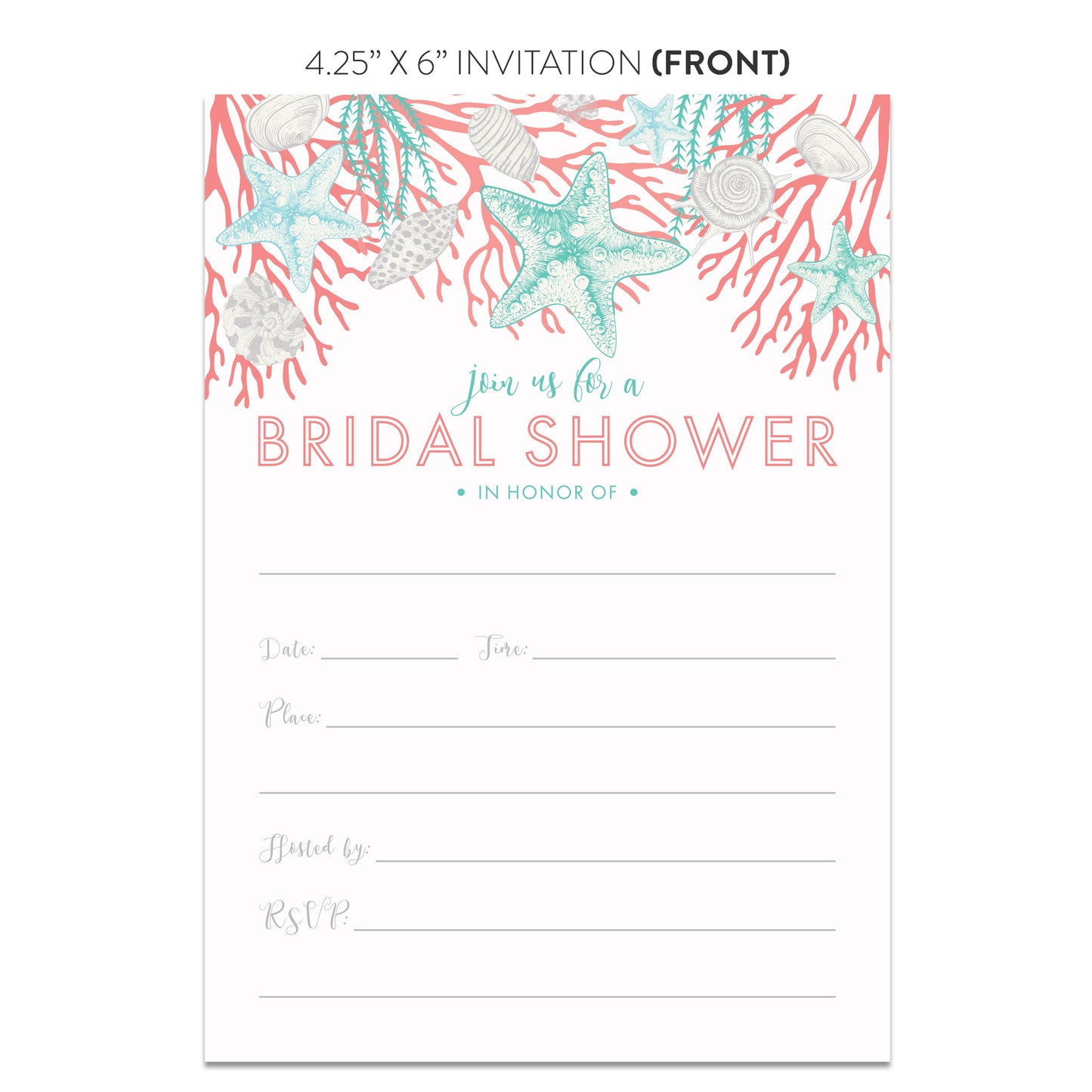 Beach Bridal Shower Invitations