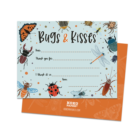 Bugs and Kisses Fill-in-the-Blanks Thank You Cards (Flat)