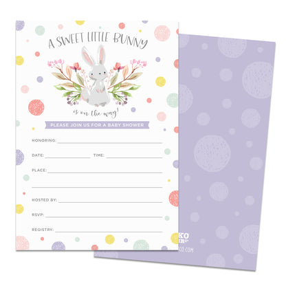 Sweet Little Bunny on the Way! Baby Shower Invitations