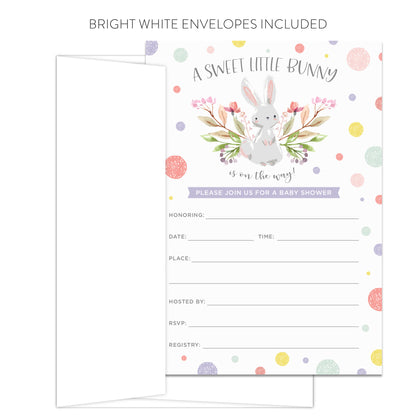 Sweet Little Bunny on the Way! Baby Shower Invitations