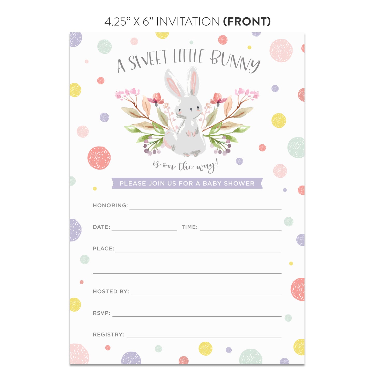 Sweet Little Bunny on the Way! Baby Shower Invitations