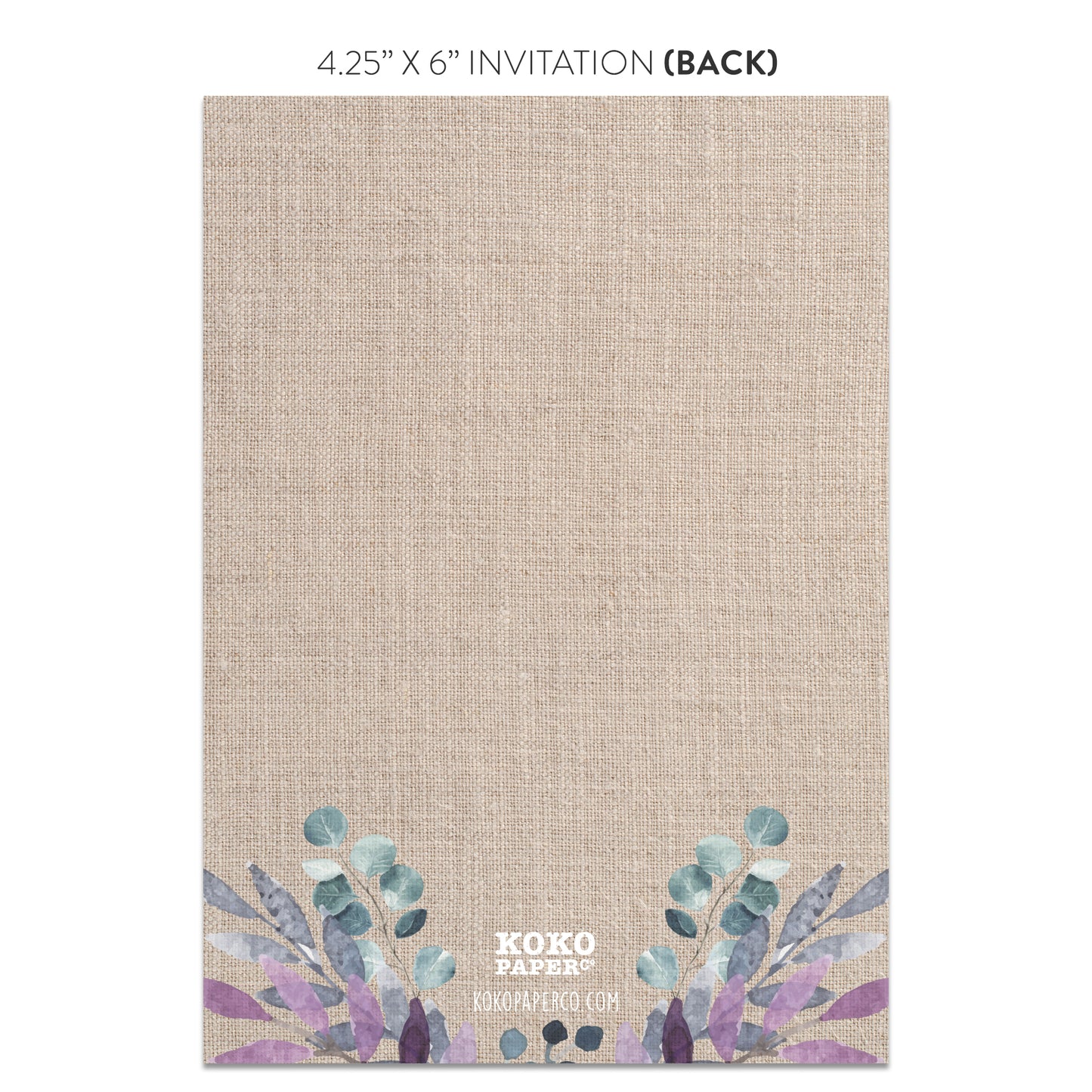 Rustic Burlap Purple Floral Invitations