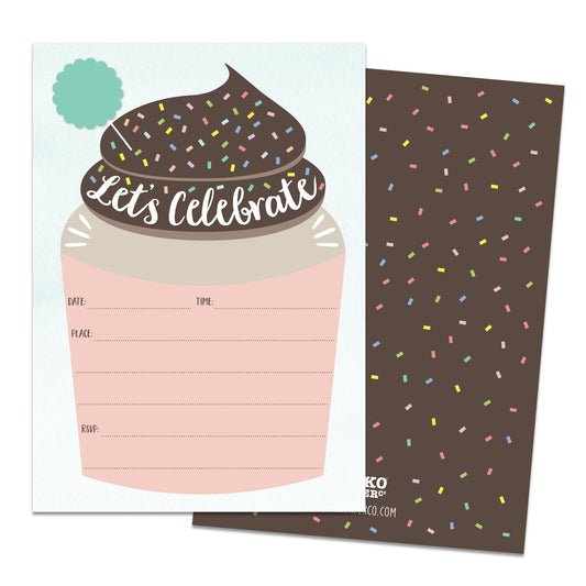 Cupcake Birthday Invitations