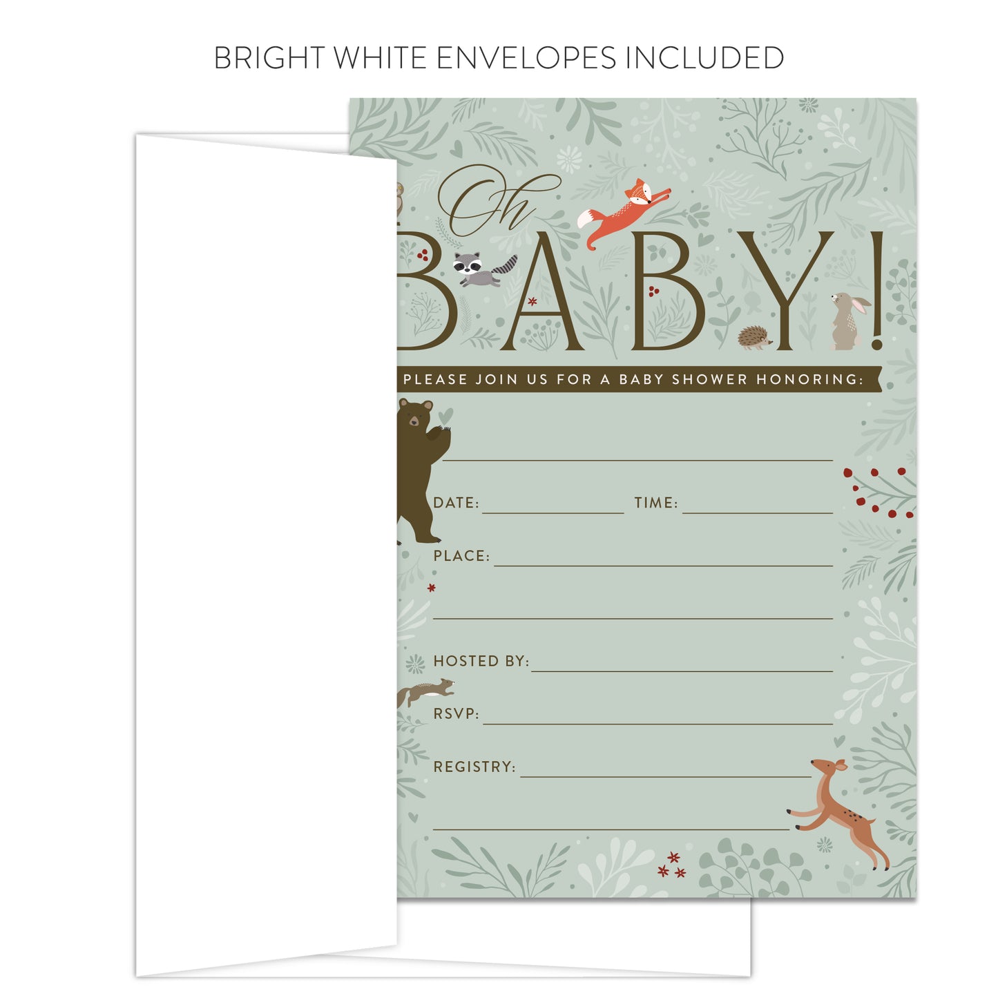 Enchanted Woodland Baby Shower Invitations