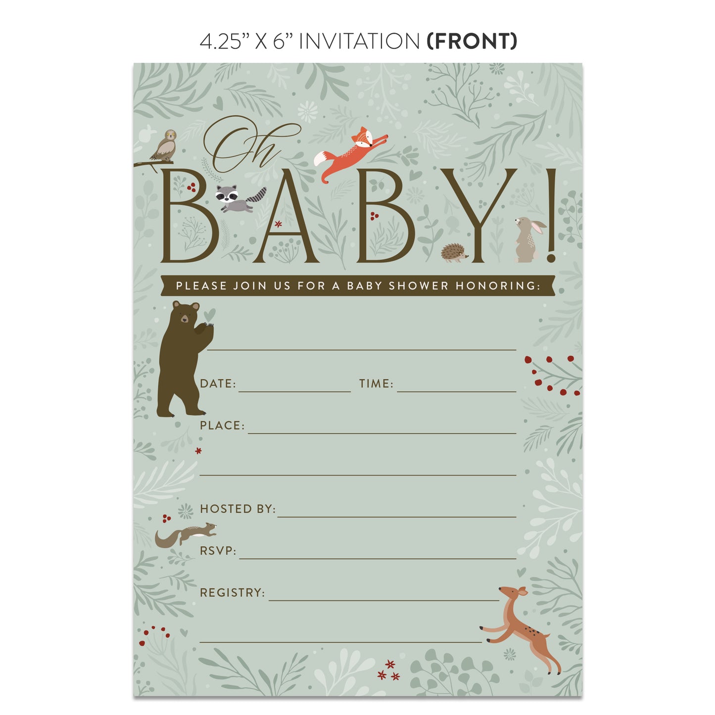 Enchanted Woodland Baby Shower Invitations