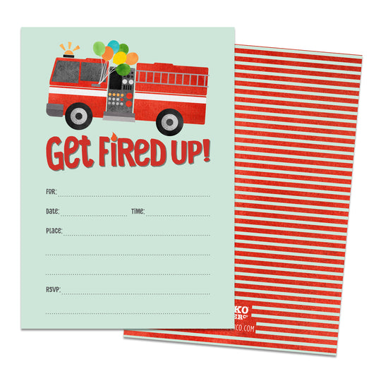 Get Fired Up! Fire Truck Party Invitations
