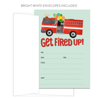 Get Fired Up! Fire Truck Party Invitations