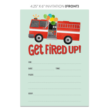 Get Fired Up! Fire Truck Party Invitations