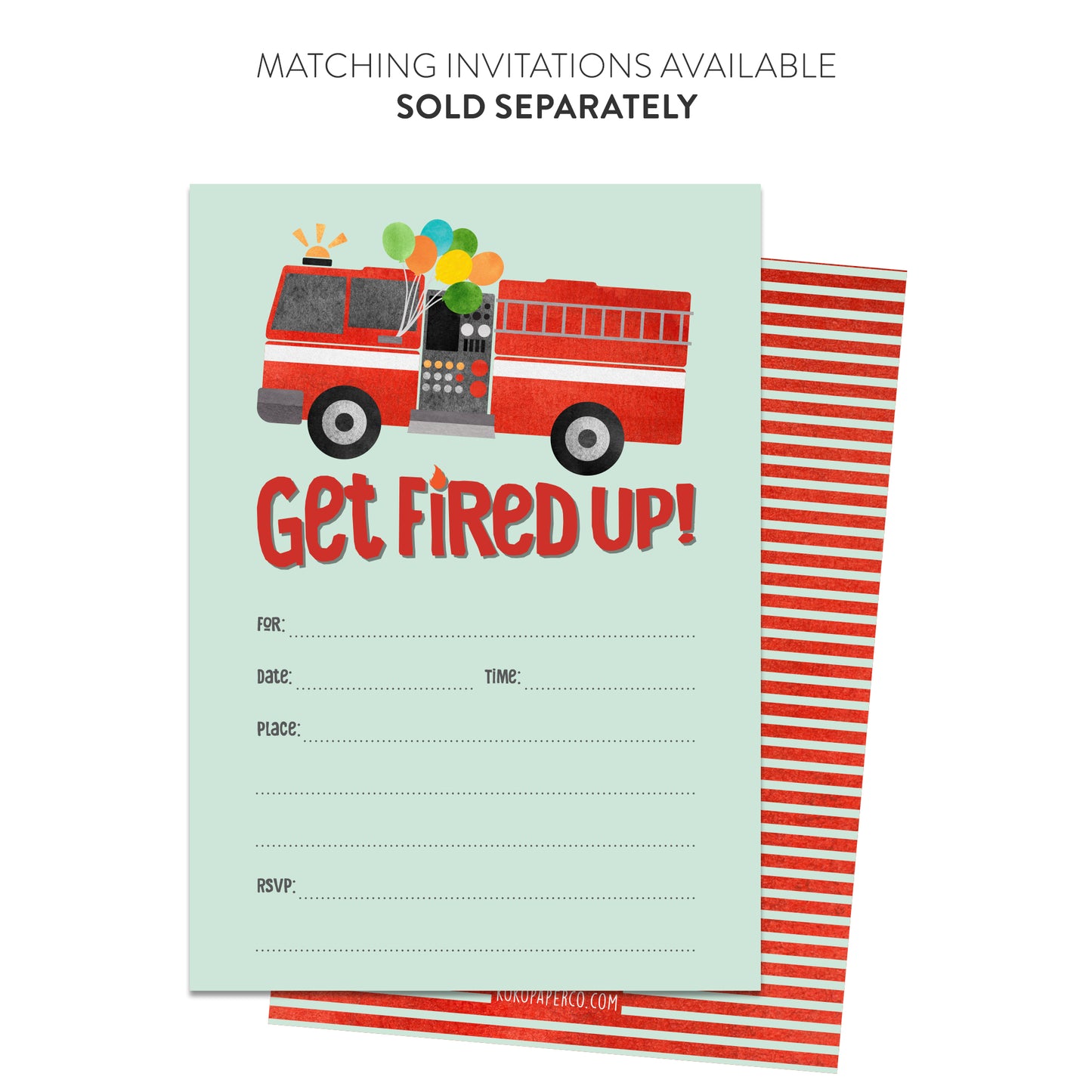 Fire Truck Thank You Cards (Flat)