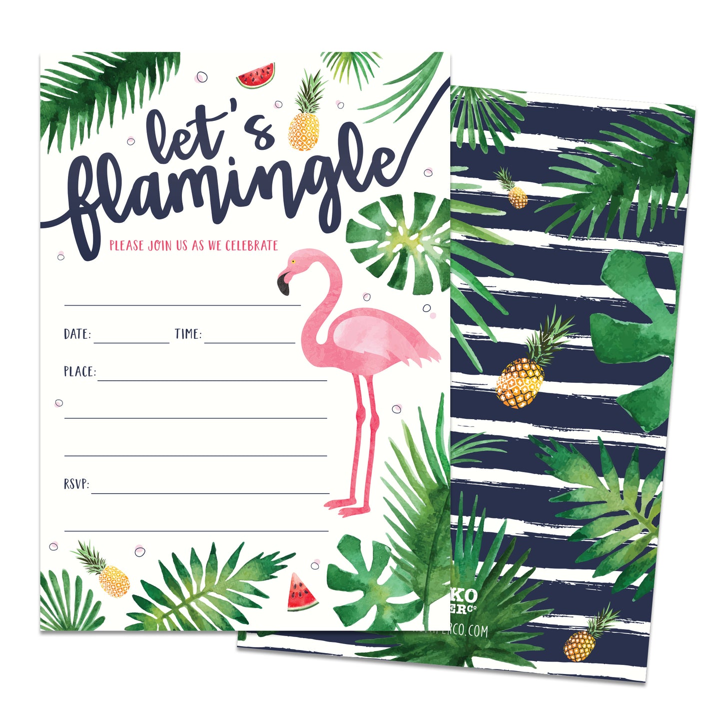 Let's Flamingle Pink Flamingo Invitations