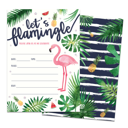 Let's Flamingle Pink Flamingo Invitations