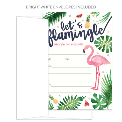 Let's Flamingle Pink Flamingo Invitations