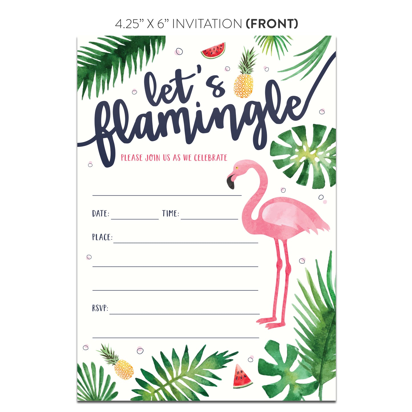 Let's Flamingle Pink Flamingo Invitations
