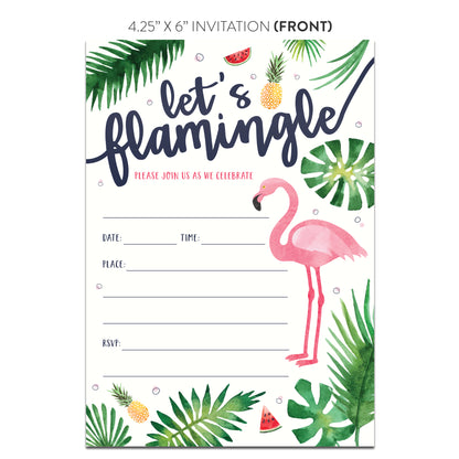 Let's Flamingle Pink Flamingo Invitations