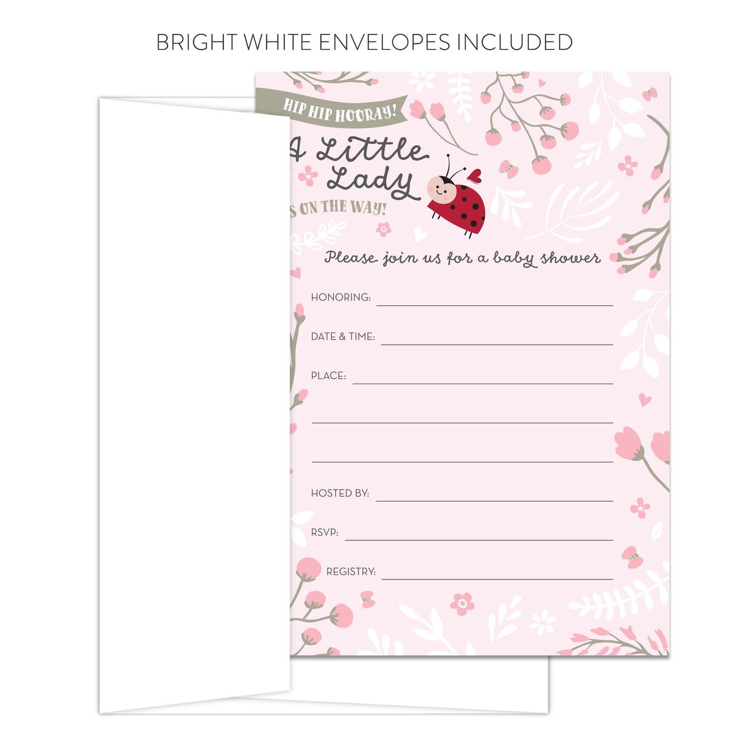 Little Lady on the Way Ladybug Baby Shower Invitations