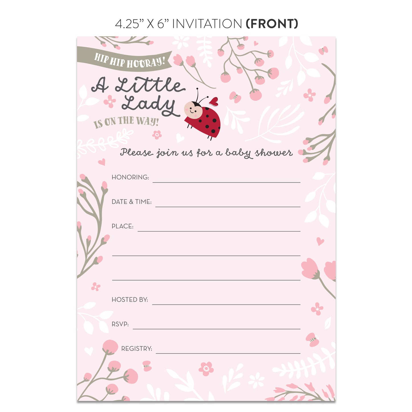 Little Lady on the Way Ladybug Baby Shower Invitations